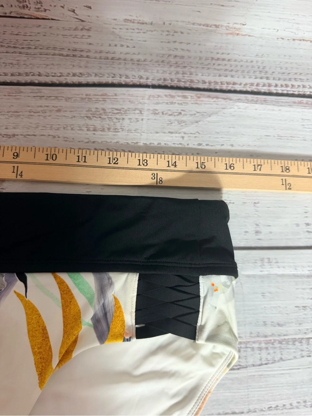 CALIA by Carrie Underwood Bikini Bottom Tropical Print Black Band Size M